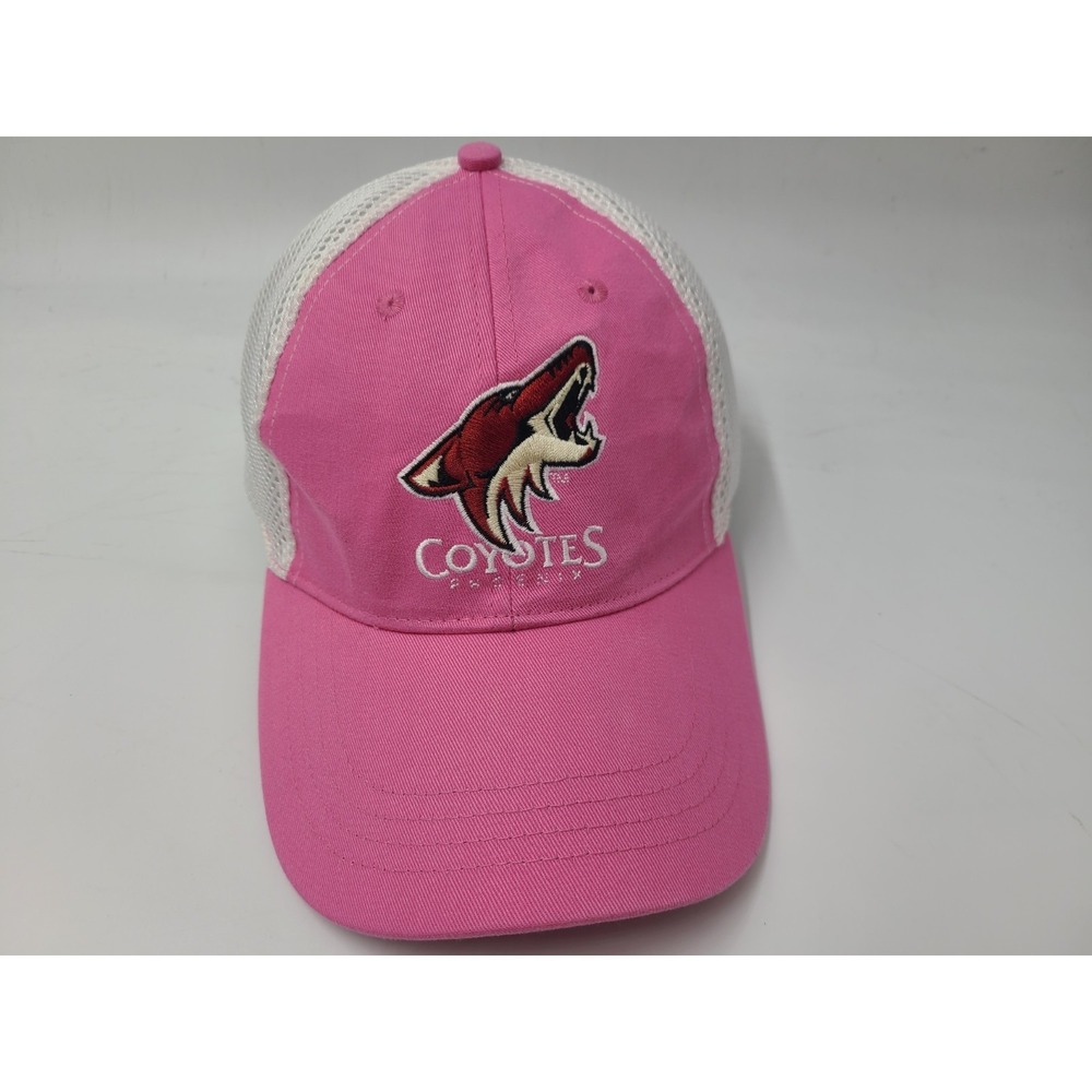 Women Phoenix Coyotes Mesh Trucker Adjustable Hat Cap PHX NHL Hockey Pink White